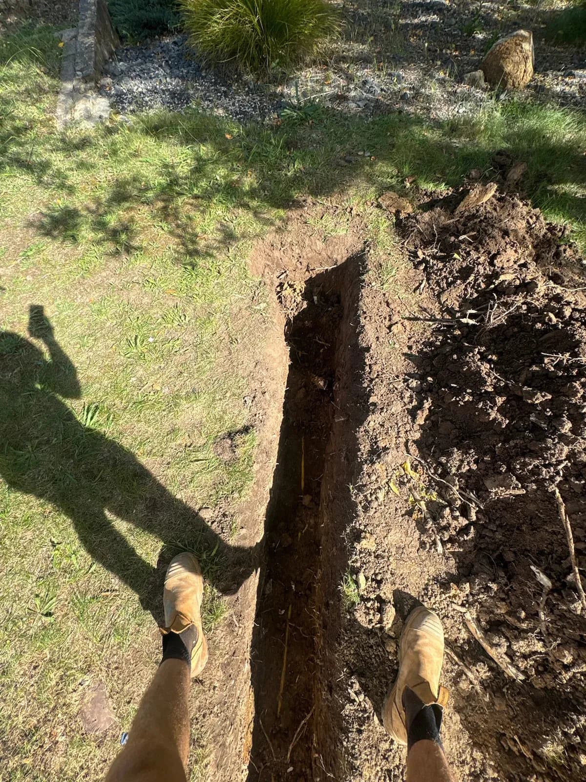 Trench dug to replace the damaged sewer line