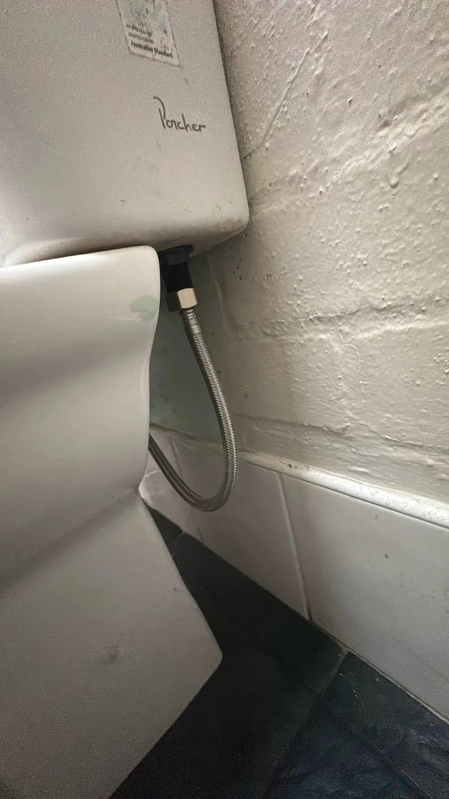 Toilet reinstalled with a new flexible hose