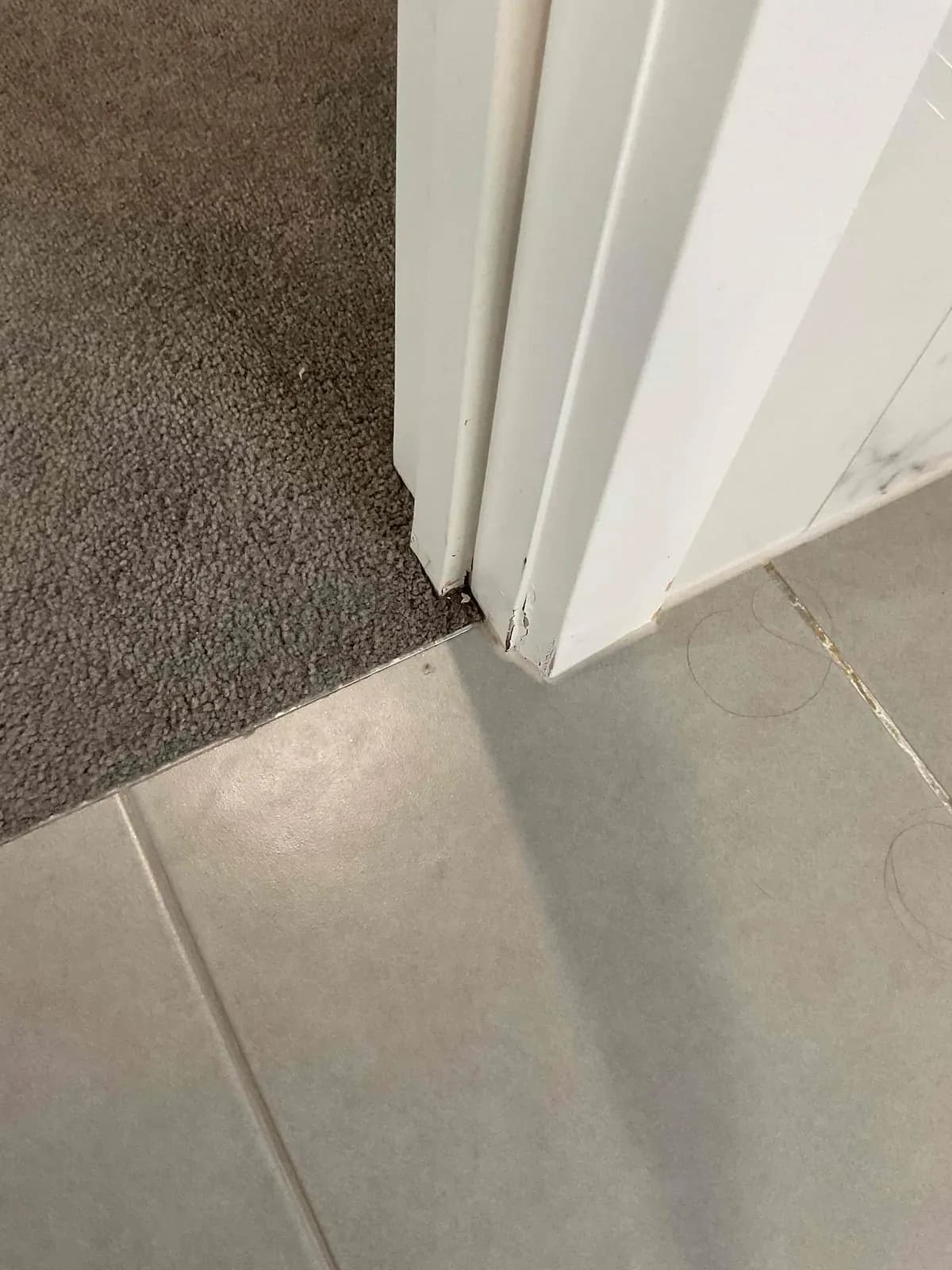 Water damage at the ensuite doorway