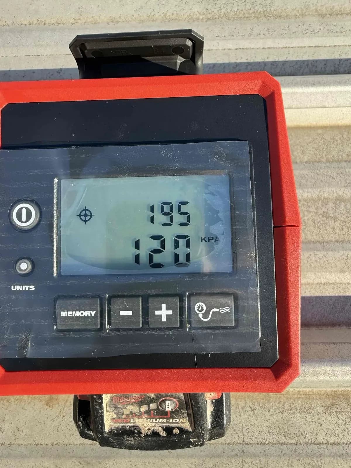 Gas pressure test reading