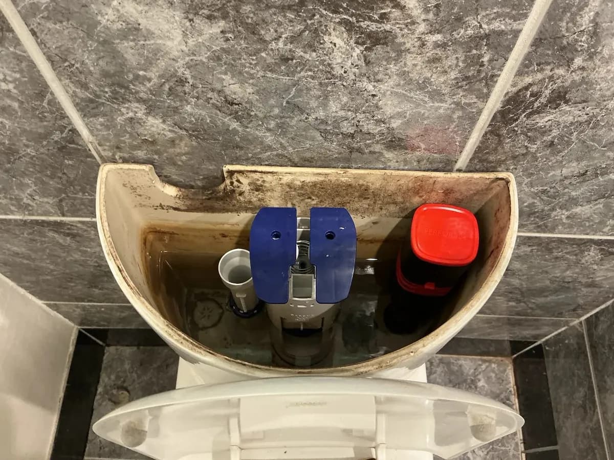 Cistern opened up to fix the running flush