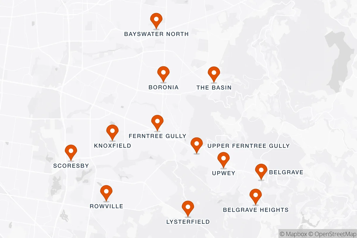 Map of our Ferntree Gully service area