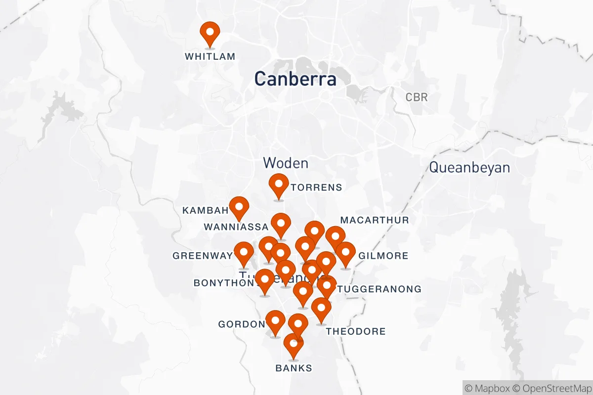 Map of our Tuggeranong service area