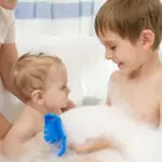 brothers in bathtub