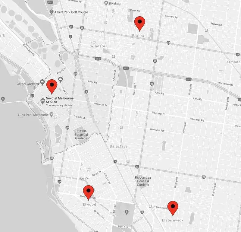 St kilda surrounding area map