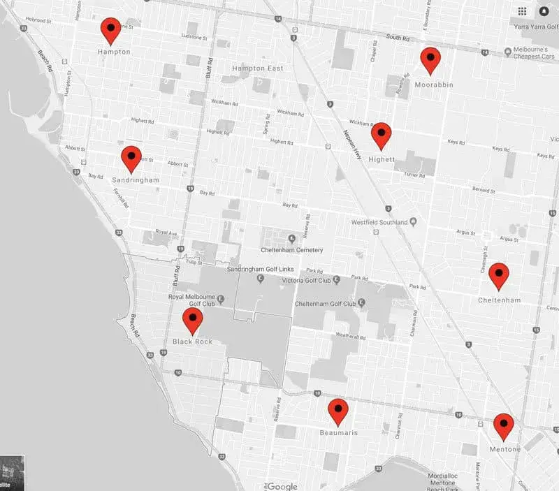 black rock surrounding suburbs map