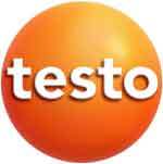 Orange circle with the word "testo" in bold, white lowercase letters centered on it—ideal for Leak Detection Melbourne branding.