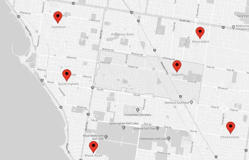 Highett surrounding suburbs map