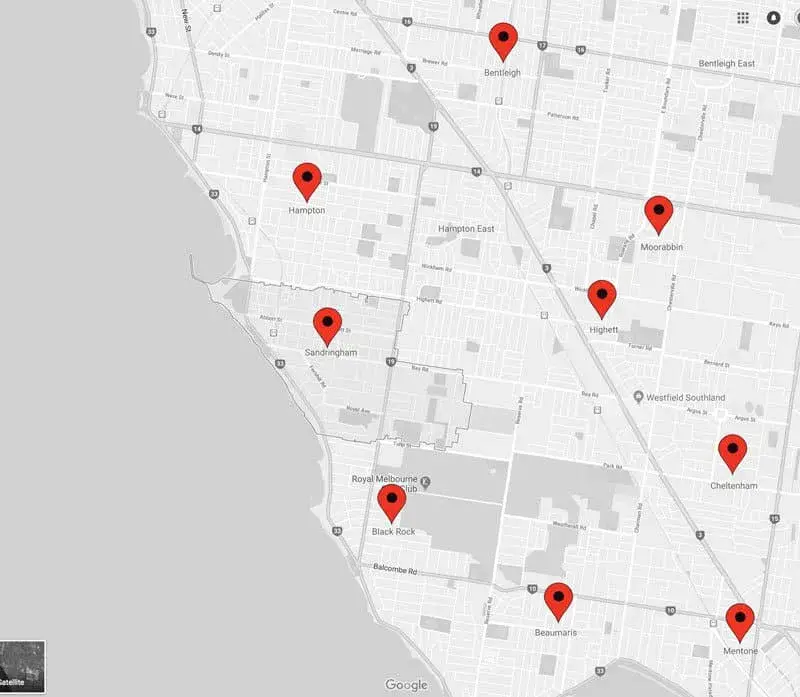 Sandringham surrounding suburb map