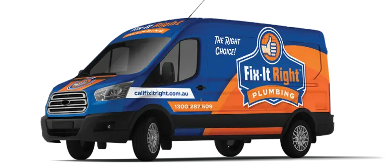 front-quarter view of fix-it right plumbing truck