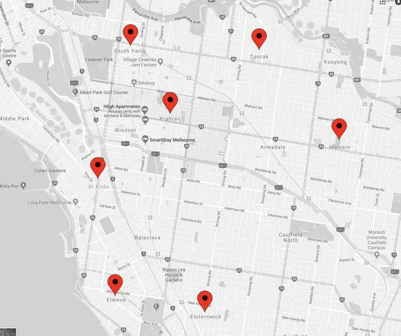 prahran surround suburbs map