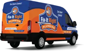 rear quarter view of Fix-It Right Plumbing truck
