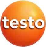 Orange circle with the word "testo" in bold, white lowercase letters centered on it—ideal for Leak Detection Melbourne branding.